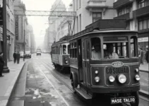 automóvel prensado por dois bondes