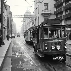 automóvel prensado por dois bondes